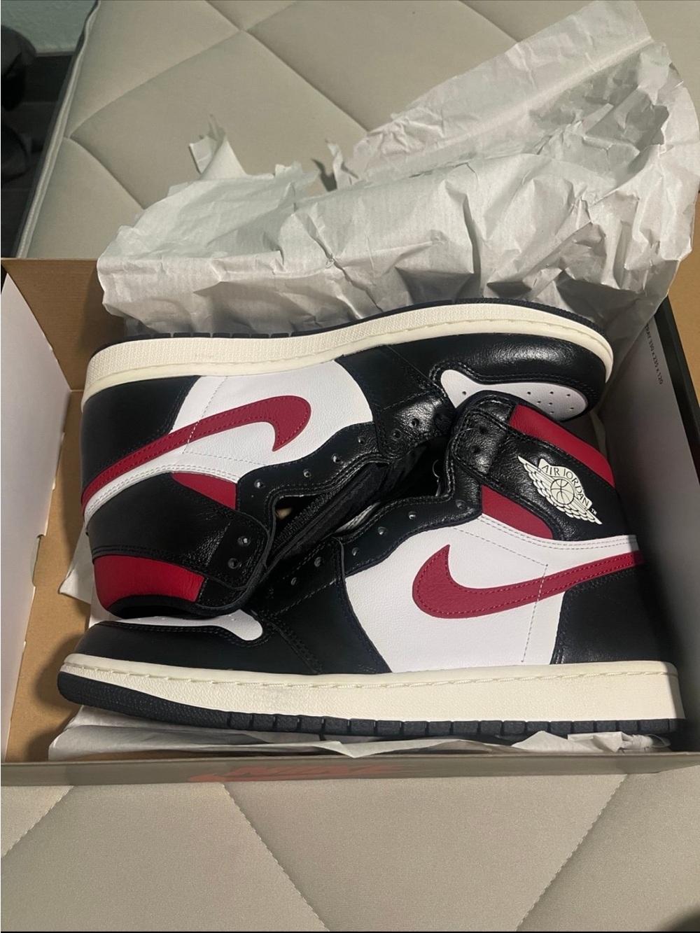 Nike Air High-Top Sneakers in Black White and Red